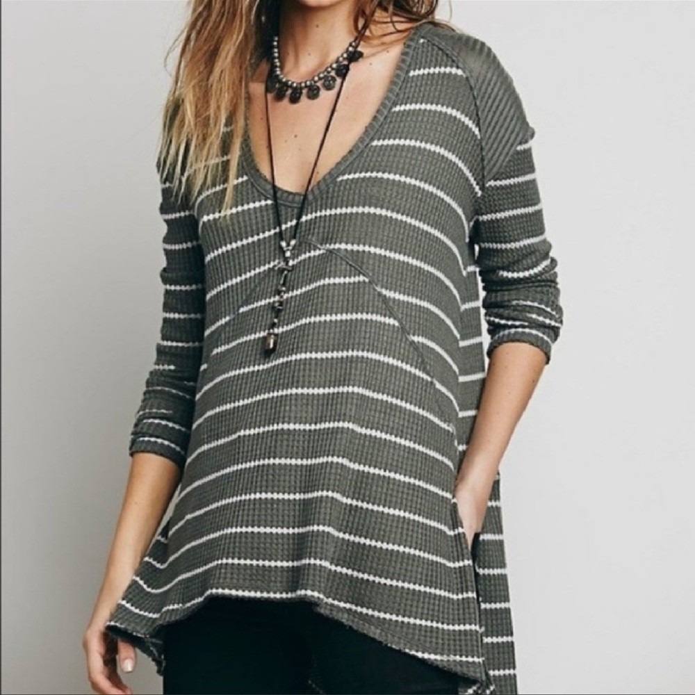 Free People‎ Thermal Waffle Tunic Top Womens Size Small Soft Grunge Bella Swan